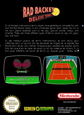 Rad Racket - Deluxe Tennis II (Asia) (En) (Unl) box cover back